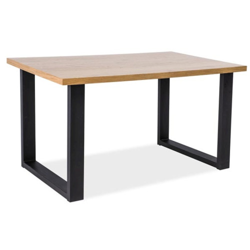 Τραπέζι τραπεζαρίας με μεταλλικά μαύρα πόδια και φυσικό καπλαμά UMBERTO 150x90x78εκ DIOMMI 80-794