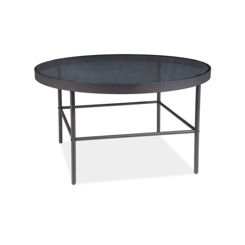 Τραπέζι σαλονιού στρόγγυλο μεταλλικό μαύρο με γυάλινη επιφάνεια  VANESSA 80x80x45εκ DIOMMI 80-1510