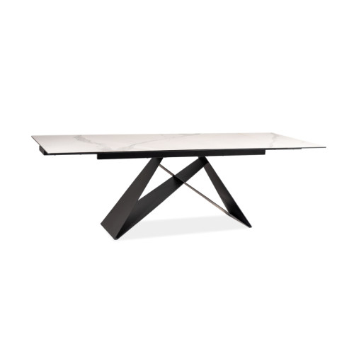 Τραπέζι τραπεζαρίας επεκτεινόμενο κεραμικό λευκό με μαύρο ματ WESTIN 160(+80)х90х76 DIOMMI 80-851